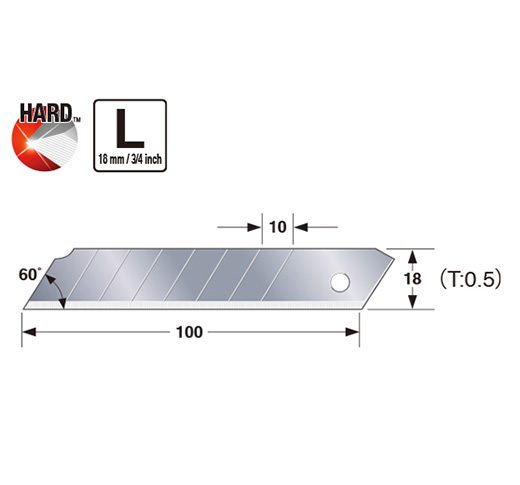 Сменные лезвия для ножей TAJIMA 10шт 18мм (LCB50)  Сменные лезвия для ножей TAJIMA 10шт 18мм (LCB50)