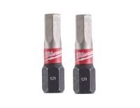Биты Milwaukee SHOCKWAVE HEX6 25мм 2шт 4932430897
