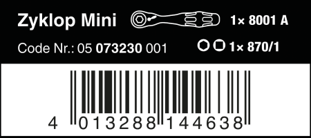 Трещотка WERA 8001 Zyklop Mini A 1/4 05073230001 Трещотка WERA 8001 Zyklop Mini A 1/4 05073230001