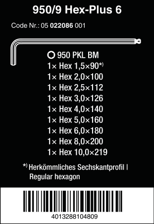 Набор Г-образных ключей, метрических, BlackLaser Wera 05022086001