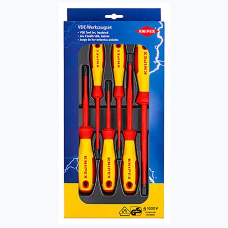 Набор отвёрток KNIPEX VDE, прямой шлиц / Phillips® (PH1; PH2; 3,0; 4,0: 5,5; 6,5) 002012V02