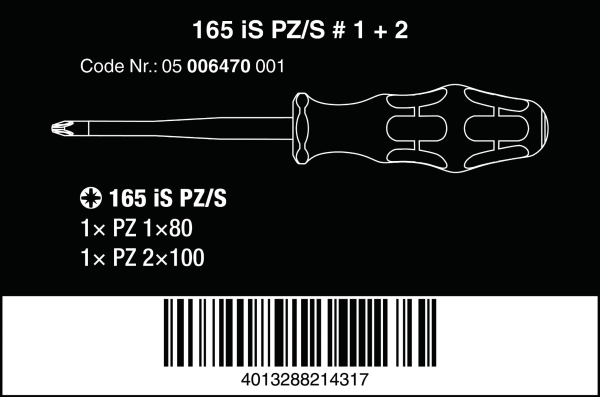 Набор отвёрток Kraftform Plus 100 165 iS PZ/S 1+2 WERA 05006470001