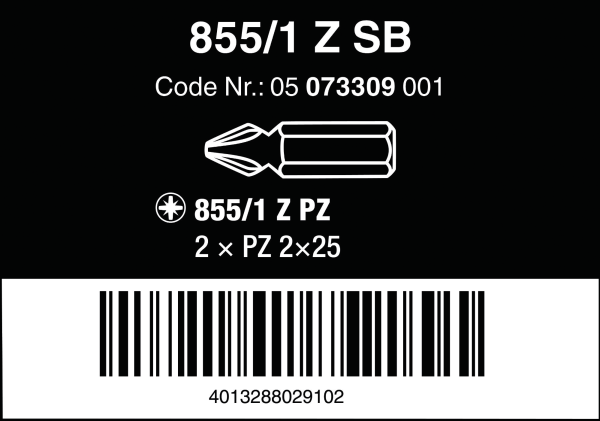Бита PZ2*25мм 855/1 Z (2шт.) SB WERA 05073309001