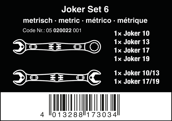 Набор гаечных ключей 6000/6002 Joker 6пр. WERA, 05020022001