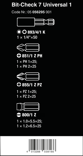 Набор бит Bit-Check 7 Universal 1 Wera 05056295001