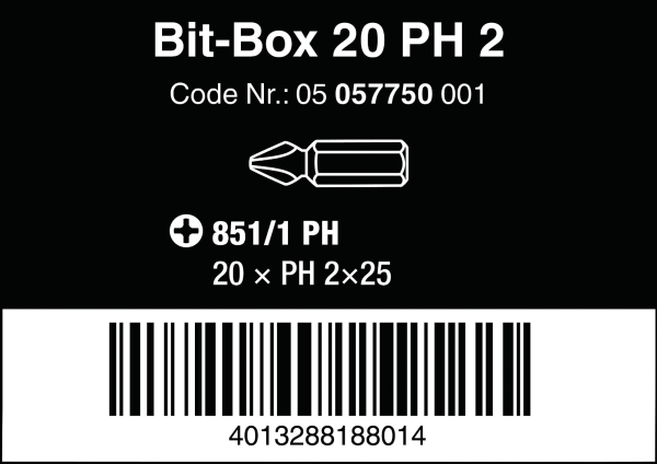 Биты PH2 (20шт.) 851/1 Z WERA 05057750001